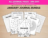 January Title Page - Mountain and Stars - January Calendar - PRINTABLE Calendar - Journal Title Page and Calendar Set - January Cover Page