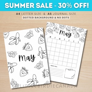 May Title Page - Fruits - May Calendar - PRINTABLE Calendar - Journal Title Page and Calendar Set - May Cover Page
