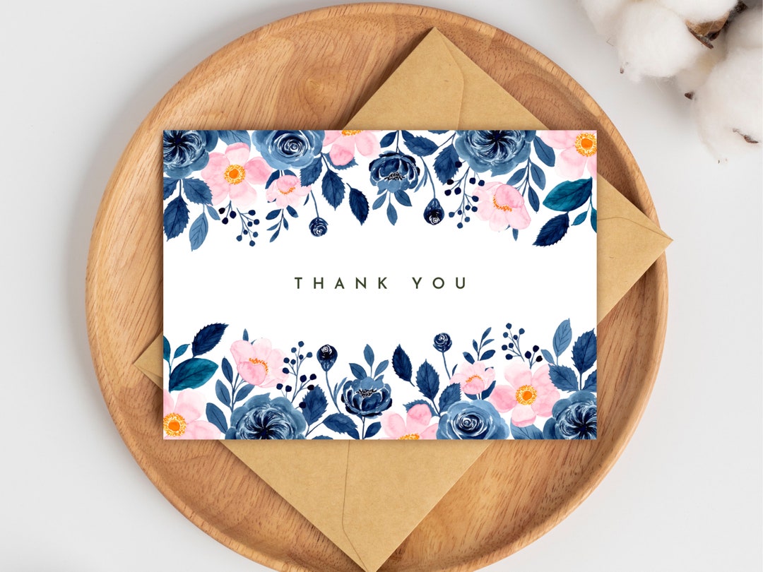 PRINTABLE Thank You Card - Flower Thank You Card - Floral Thank You ...