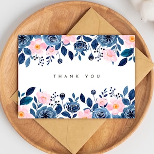 PRINTABLE Thank You Card - Flower Thank You Card - Floral Thank You Card - Printable Card - Thanks Card - Floral Card - Pretty Thank You