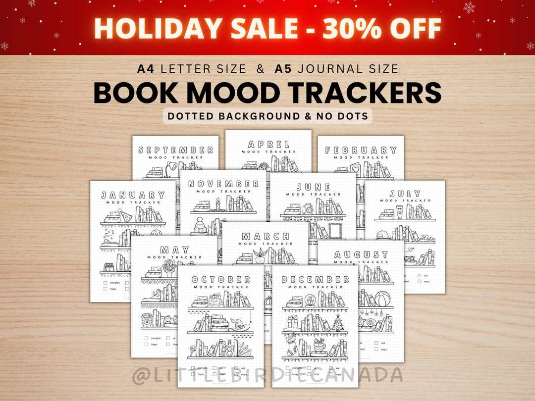 Book Mood Trackers Bundle Reading Journal PRINTABLE Journal Pages ...