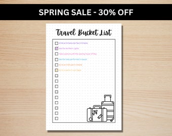 Travel Bucket List - A5 Journal Page - PRINTABLE Tracker - Travel List - Travel Tracker - Travel Goals - Travel Checklist - Travel Journal