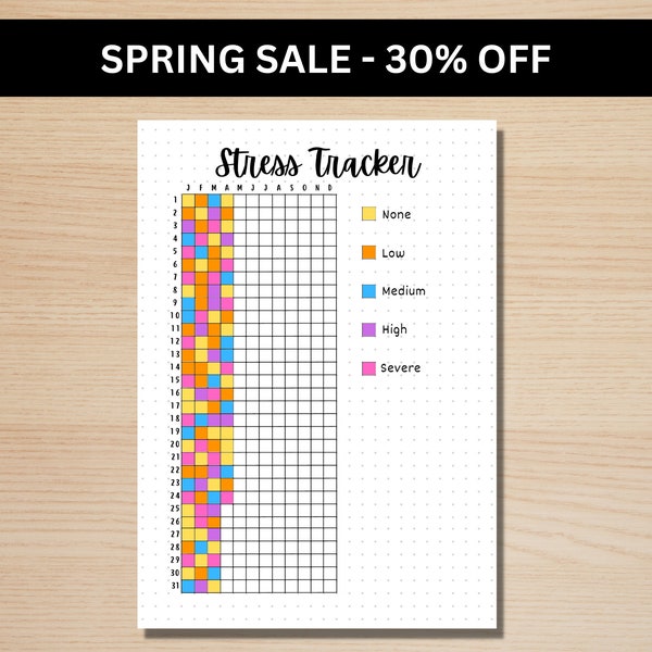 Stress Tracker - A5 Journal Page - PRINTABLE Tracker - Habit Tracker - Anxiety Journal - Anxiety Tracker - Mood Tracker