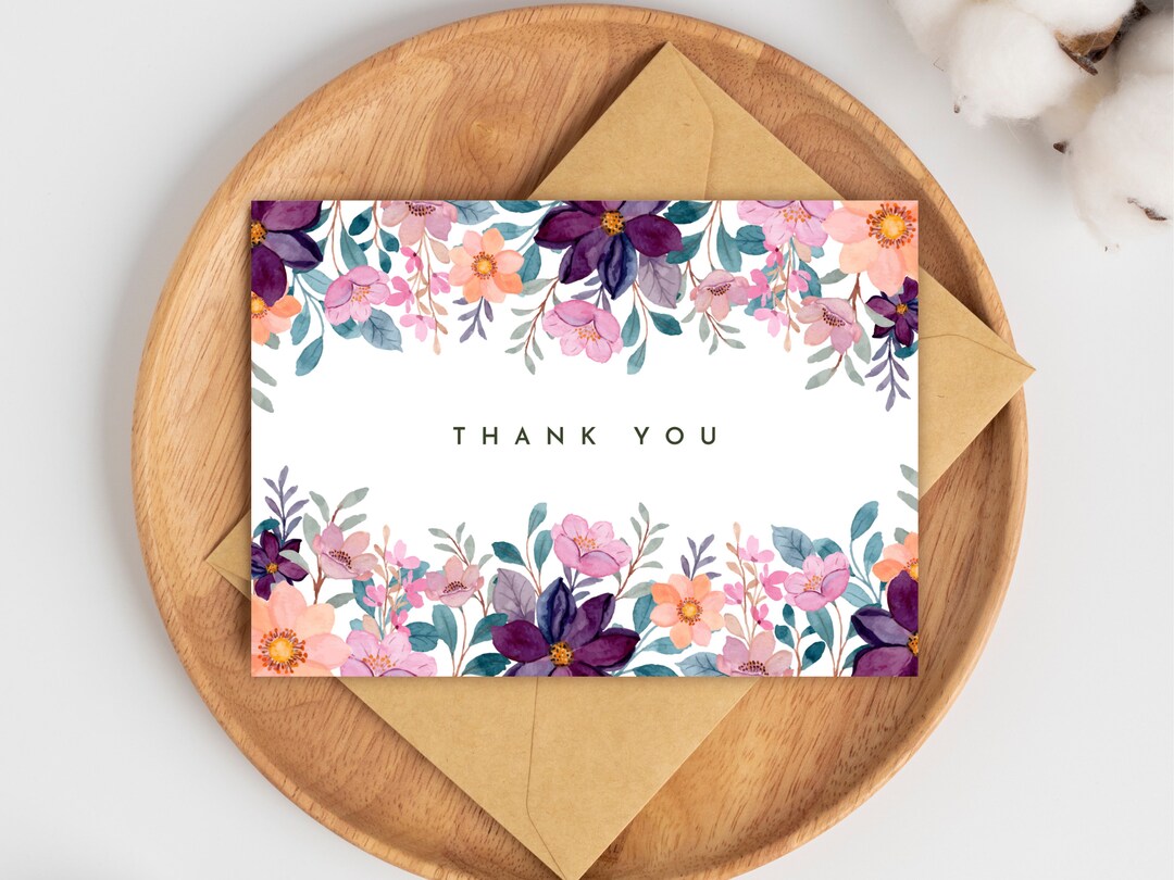 PRINTABLE Thank You Card - Flower Thank You Card - Floral Thank You ...