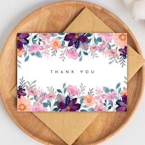 PRINTABLE Thank You Card - Flower Thank You Card - Floral Thank You Card - Printable Card - Thanks Card - Floral Card - Pretty Thank You