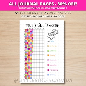 Monitoraggio della salute degli animali domestici - Pagina di diario STAMPABILE - Monitoraggio dei sintomi - Monitoraggio degli animali domestici - Monitoraggio della salute degli animali domestici - Salute del cane - Salute del gatto - Monitoraggio delle malattie