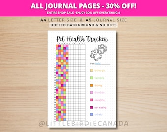 Pet Health Tracker - PRINTABLE Journal Page - Symptom Tracker - Pet Tracker - Track Pet Health - Dog Health - Cat Health - Sickness Tracker