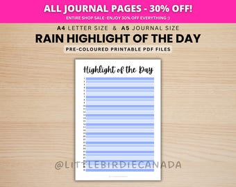 Rain Highlight of the Day - Journalseite zum Ausdrucken - Farbige Journalseite