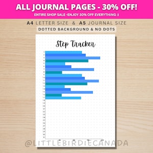 Step Tracker Monthly - DRUCKBARE Journalseite - Planerseite - Fitness Tracker - Gesundheitstracker - Fitnessziel - Schrittziel - Gesundheitstagebuch