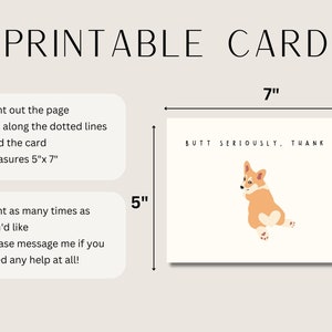 Printable Thank You Card Funny Corgi Card Funny Pun Thank You Card Print at Home Card Cute Thank You Card Funny Dog Card Digital Download image 3