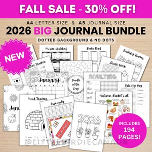 2026 BIG Journal Bundle - PRINTABLE Journal Pages - Digital Planner Pages - A5 & A4 Size - 2026 Journal - Digital Download - 194 Pages