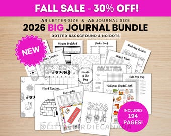 2026 BIG Journal Bundle - PRINTABLE Journal Pages - Digital Planner Pages - A5 & A4 Size - 2026 Journal - Digital Download - 194 Pages