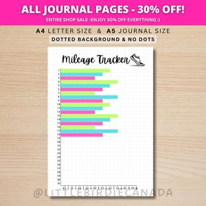 Mileage Tracker - PRINTABLE Journal Page - Fitness Tracker - Health Tracker - Miles Tracker - Walking Tracker - Running Tracker