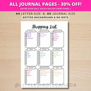 Inköpslista - UTSKRIVBAR Journalsida - Utskrivbar inköpslista - Att-göra-lista - Inköpslista