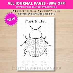 Ladybug Mood Tracker - PRINTABLE Journal Page - Ladybug Theme - Digital Planner Page - Spring Mood Tracker