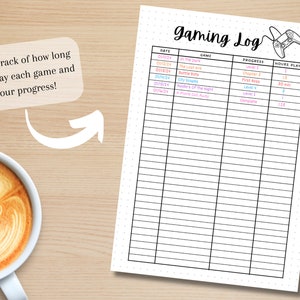 Gaming Log - PRINTABLE Journal Page - Video Game Log - Video Game ...