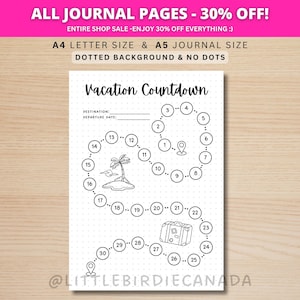 Urlaubs Countdown - DRUCKBARE Journalseite - Countdown zum Urlaub - Reise Countdown - Reisejournal - Reiseplaner - Road Trip Countdown