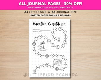 Vacation Countdown - PRINTABLE Journal Page - Countdown to Vacation - Trip Countdown - Travel Journal - Travel Planner - Road Trip Countdown