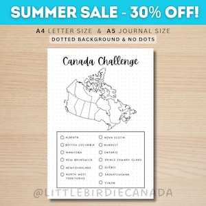 Kanada Challenge - DRUCKBARE Journalseite - Reise-Planer - Reise-Challenge - Kanada-Reise-Checkliste - Kanada-Karte - Reisespiel