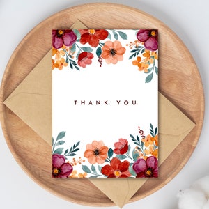 PRINTABLE Thank You Card Flower Thank You Card Floral Thank You Card ...
