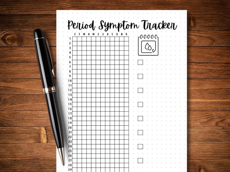 Period Symptom Tracker - PRINTABLE Journal Page - Printable Planner ...