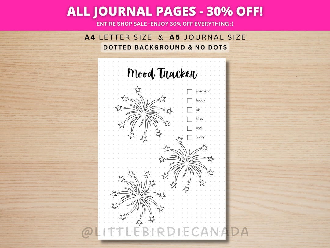 Fireworks Mood Tracker - PRINTABLE Journal Page - Planner Page - Daily ...