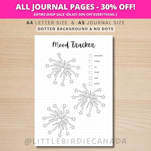 Fireworks Mood Tracker - AFDRUKBARE dagboekpagina - Plannerpagina - Daily Tracker - Daily Mood Tracker - maandelijkse tracker - Mood Tracker januari