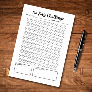 100 Day Challenge - PRINTABLE Journal Page - Choose Your Challenge ...