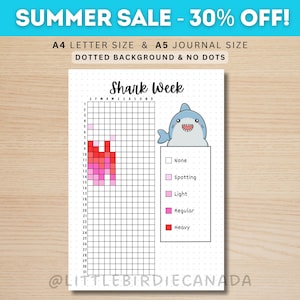 Shark Week - Period Tracker - PRINTABLE Journal Page - Planner Page - Ovulation Tracker - Menstrual Cycle Log - Period Log - Fertility Log