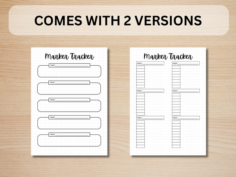 Marker Tracker PRINTABLE Journal Page Planner Page Journal Color