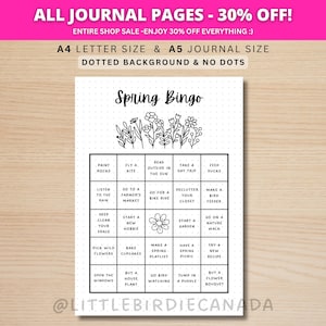 Gioco del bingo di primavera - Attività primaverili - Pagina del diario STAMPABILE - Pagina dell'agenda - Lista delle cose da fare in primavera - Lista delle attività primaverili - Lista dei desideri primaverili