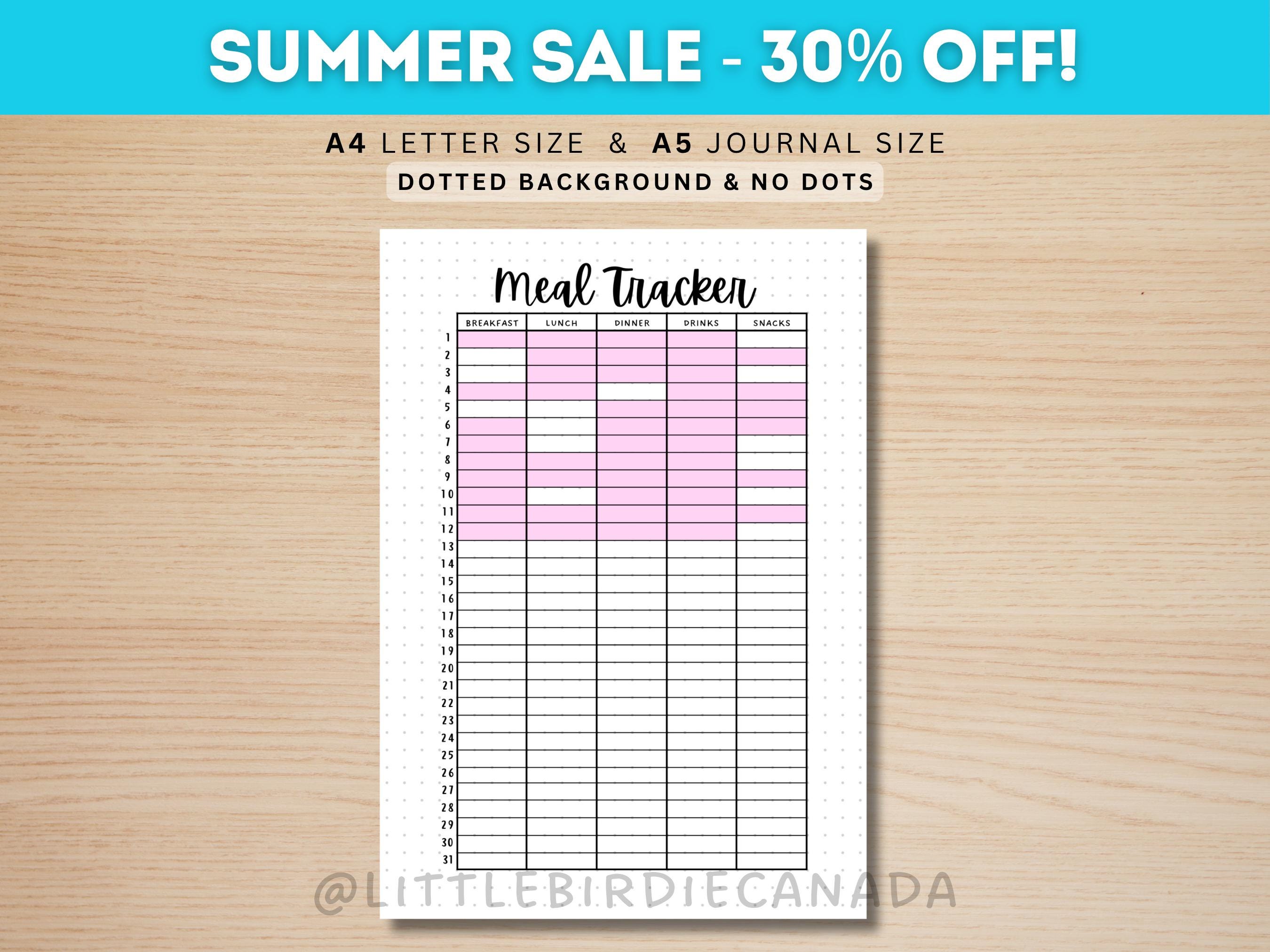 Meal Tracker - PRINTABLE Journal Page - Planner Page - Food Journal - Food Log - Food Tracker - Food Diary - Meal Planner - Diet Tracker