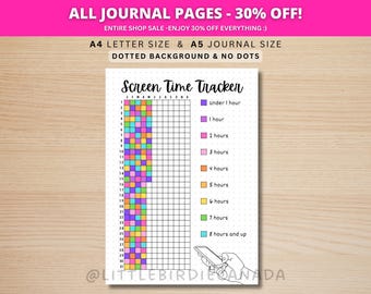 Screen Time Tracker Yearly - PRINTABLE Journal Page - Planner Page - Yearly Tracker - Habit Tracker - Phone Tracker - Screen Time Log