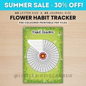 Flower Habit Tracker - PRINTABLE Journal Page - Colored Journal Page