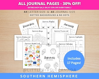 Summer Journal Bundle SOUTHERN HEMISPHERE - PRINTABLE Summer Planner Pages - Australian Journal - New Zealand Journal - Summer Journal Pages