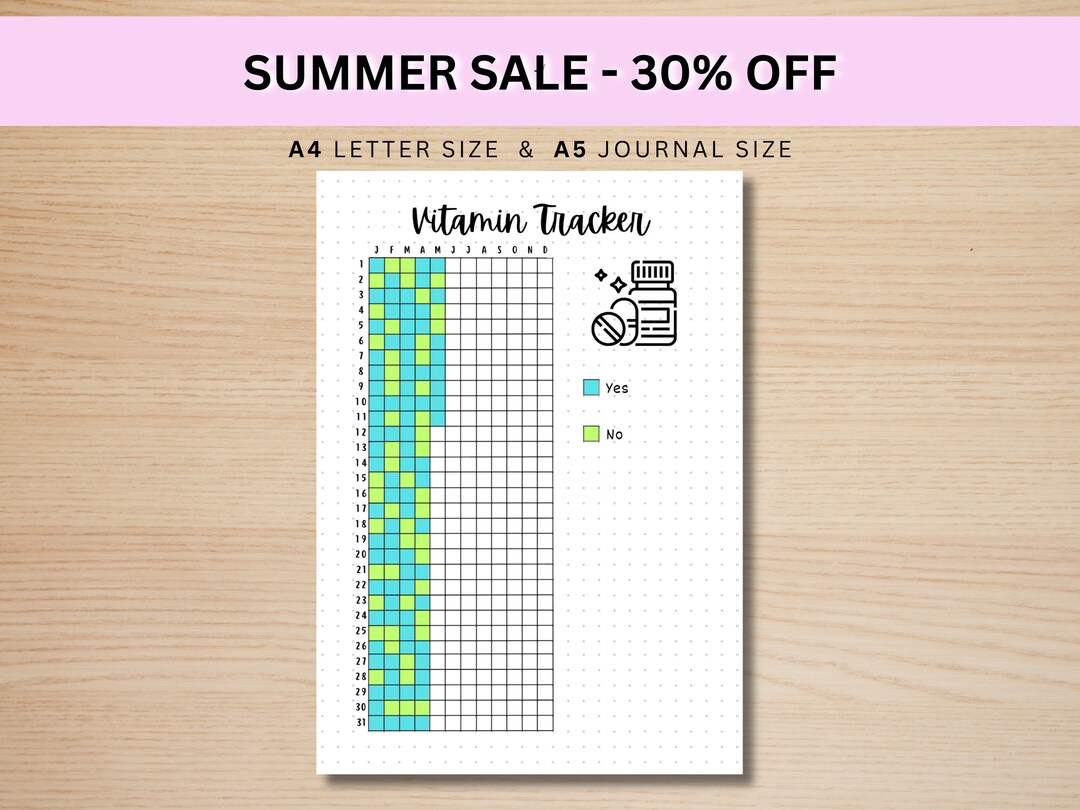 Vitamin Tracker PRINTABLE Journal Page Medication Tracker Health ...