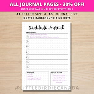 Wekelijks dankbaarheidsdagboek - AFDRUKBARE dagboekpagina - dankbaarheidsdagboek - Wellness dagboekpagina - dagboek geestelijke gezondheid - wekelijkse tracker