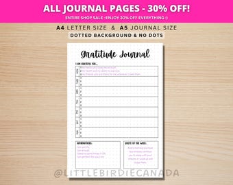 Weekly Gratitude Journal - PRINTABLE Journal Page - Gratitude Journal - Wellness Journal Page - Mental Health Journal - Weekly Tracker