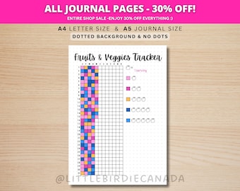 Fruit and Vegetable Tracker - PRINTABLE Journal Page - Planner Page - Health Tracker - Fruit Tracker - Vegetable Tracker - Healthy Eating