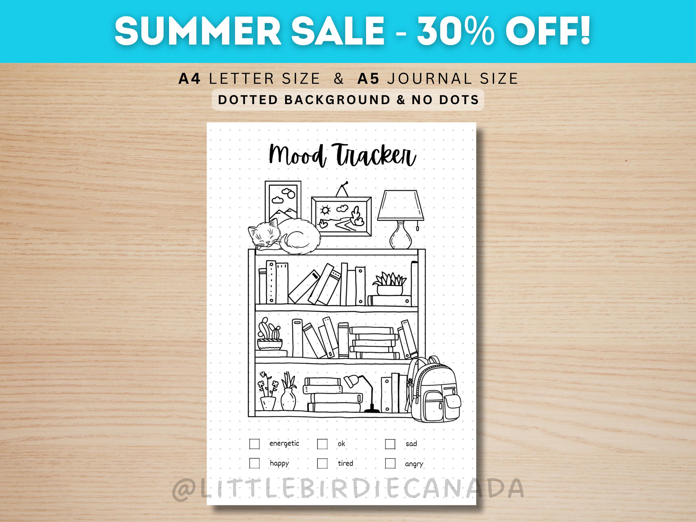Bookshelf Mood Tracker - PRINTABLE Journal Page - Planner Page - Feelings Tracker - Daily Mood Tracker - Track Mood - Journal Template