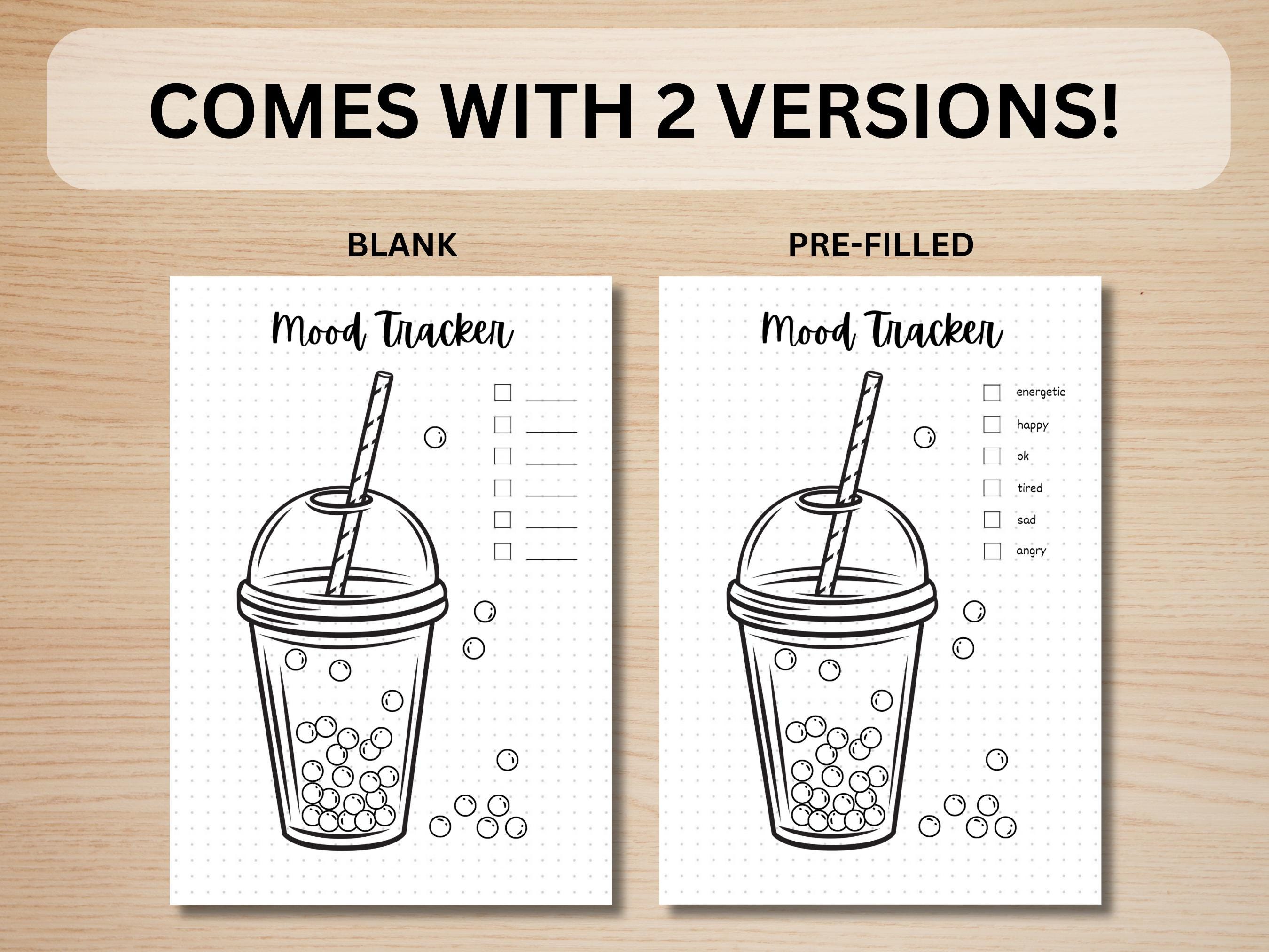 Boba Mood Tracker - PRINTABLE Journal Page - Planner Page - Feelings ...