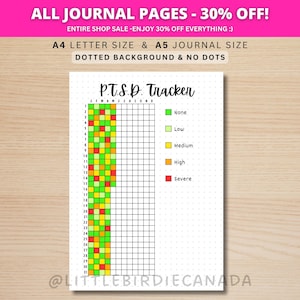 PTSD Tracker - Printable Journal Page - Planner Page - PTSD Worksheet - PTSD Journal Page - Mental Health Tracker - Wellness Journal