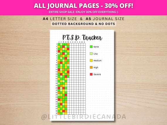 PTSD Tracker - Printable Journal Page - Planner Page - PTSD Worksheet - PTSD Journal Page - Mental Health Tracker - Wellness Journal