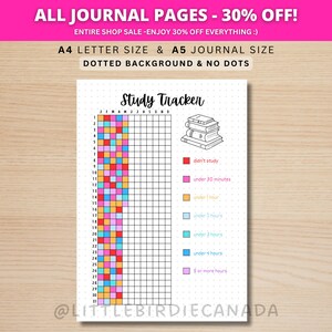 Study Tracker - PRINTABLE Journal Page - Student Journal - Student Planner Page - Student Agenda - Yearly Study List - Study Guide