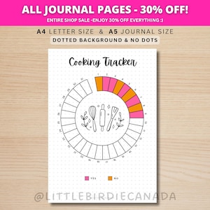 Cooking Tracker - PRINTABLE Journal Page - Planner Page - Tracking Cooking - Home Cooked Meal Tracker - Eating Habit Tracker - Food Tracker