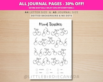 Cherry Mood Tracker - PRINTABLE Journal Page - Planner Page - Feeling Tracker - Track Mood - Journal Template - Valentines Mood Tracker