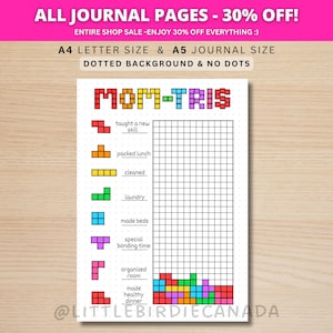 Mom-tris Tracker - PRINTABLE Journal Page - Planner Page - Monthly Tracker - Habit Tracker - Mom Task Tracker - Fun Cleaning To Do List
