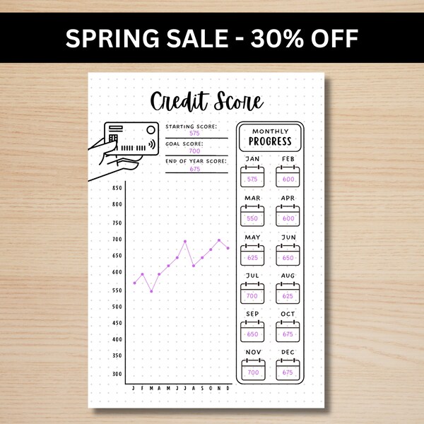 Credit Score Tracker - A5 Journal Page - PRINTABLE Tracker - Credit Score Log - Credit Tracker - Finance Tracker - Money Tracker