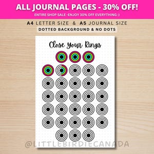 Trainingsringen fitnesstracker - AFDRUKBARE dagboekpagina - plannerpagina - trainingstracker - gezondheidstracker - trainingstracker - activiteitenlogboek