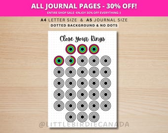 Exercise Rings Fitness Tracker - PRINTABLE Journal Page - Planner Page - Exercise Tracker - Health Tracker - Workout Tracker - Activity Log